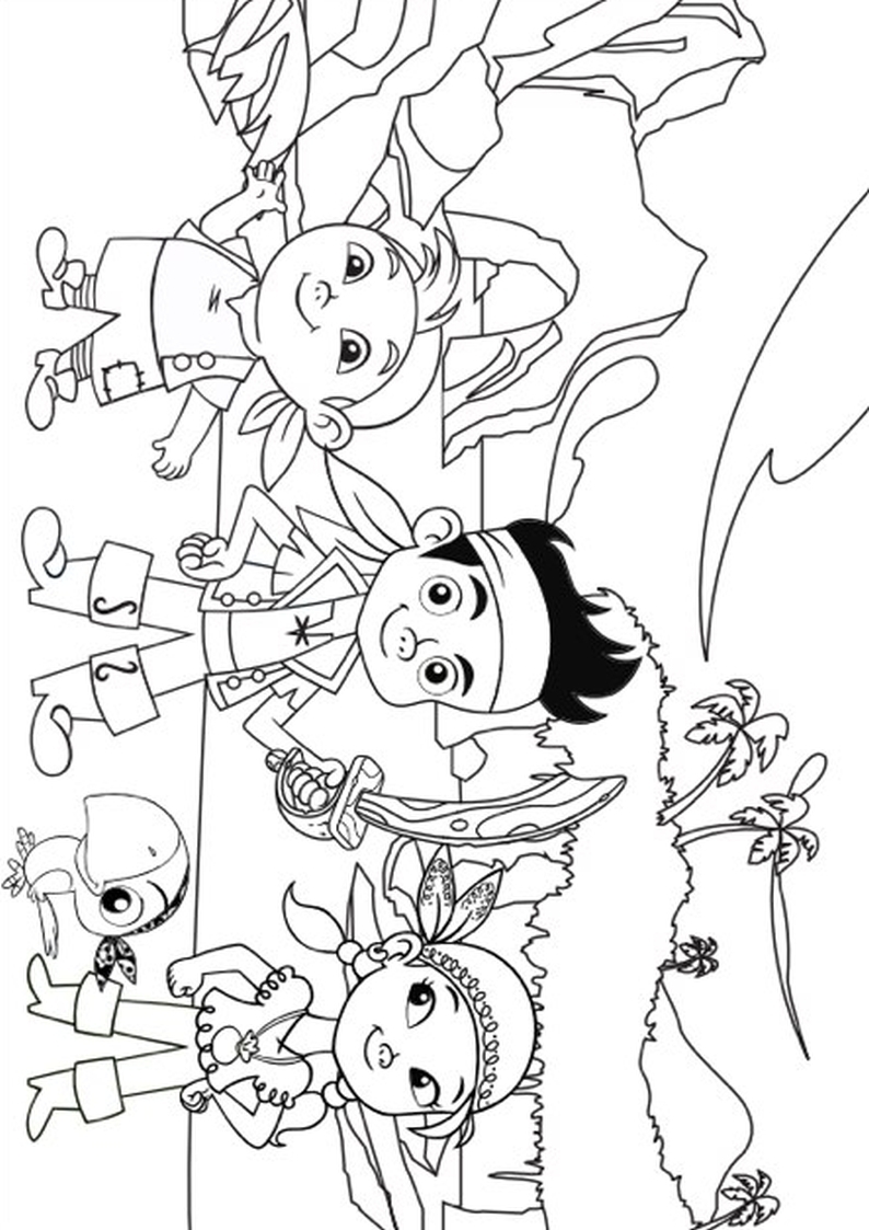 kolorowanka Jake i piraci z Nibylandii, malowankaz postaciami z Fajtkiem, Izą i Czachusiem, obrazek do wydruku dla dzieci nr 13